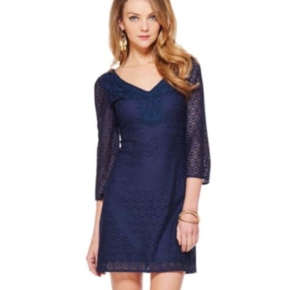LILLY PULITZER Alden True Navy Dress Size Medium - Picture 1 of 8